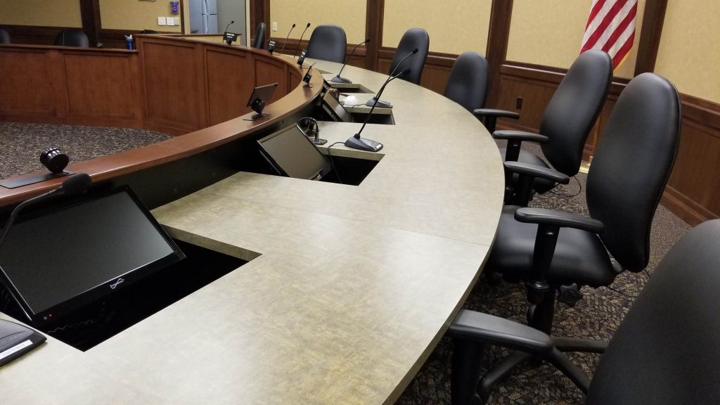 City of Ham Lake Microphones at Dais